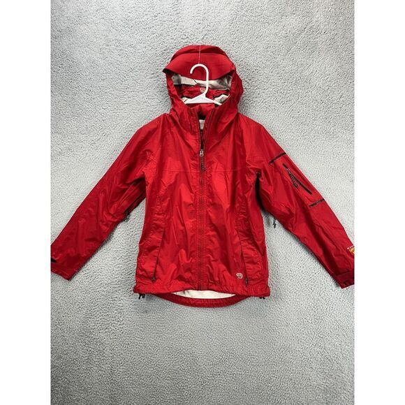 Mountain Hardwear Jacket Womens XS Red Nylon Full Zip Hoodie Hiking Windbreaker